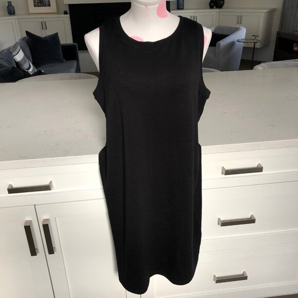 GAIAM Casual Activewear Rayon Poly Slvless Scoop Neck Midi Dress Black Sz L NWT - Picture 2 of 11
